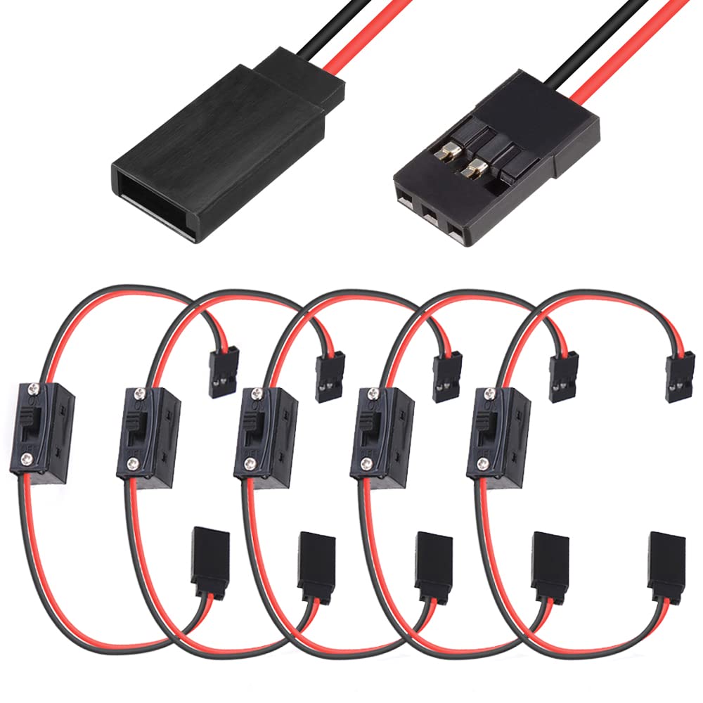 HAAMNING7 RC On Off Switch for Futaba JR Style 2 Way Power Recevier for RC Car Truck Airplane Crawlers Off-Road Buggies (5 Pack)