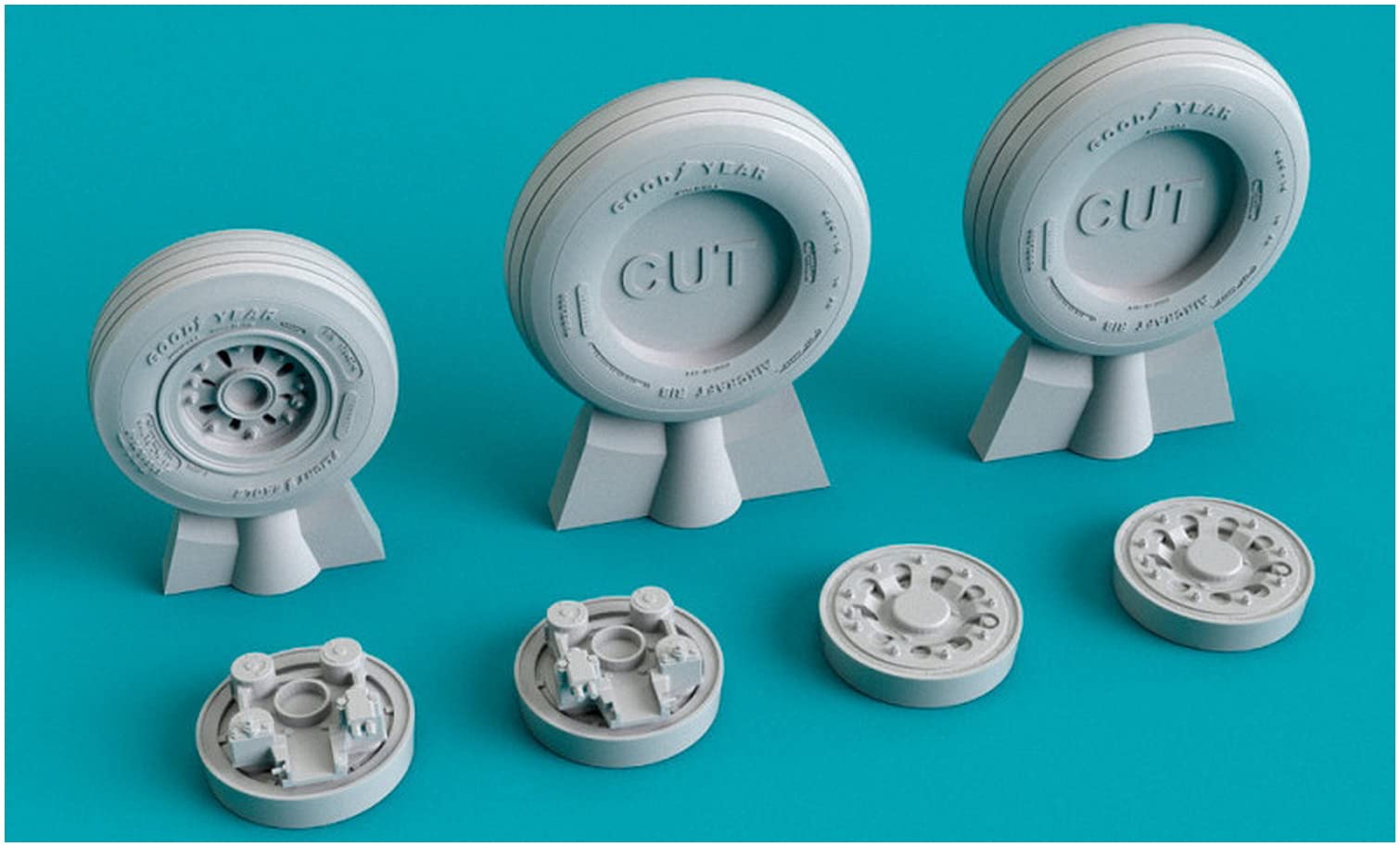 Les Kit 1/72 Embrael EMB-314 Super Tsukano Self-Weight Deformation Wheel Plastic Model Parts RSK72-0313