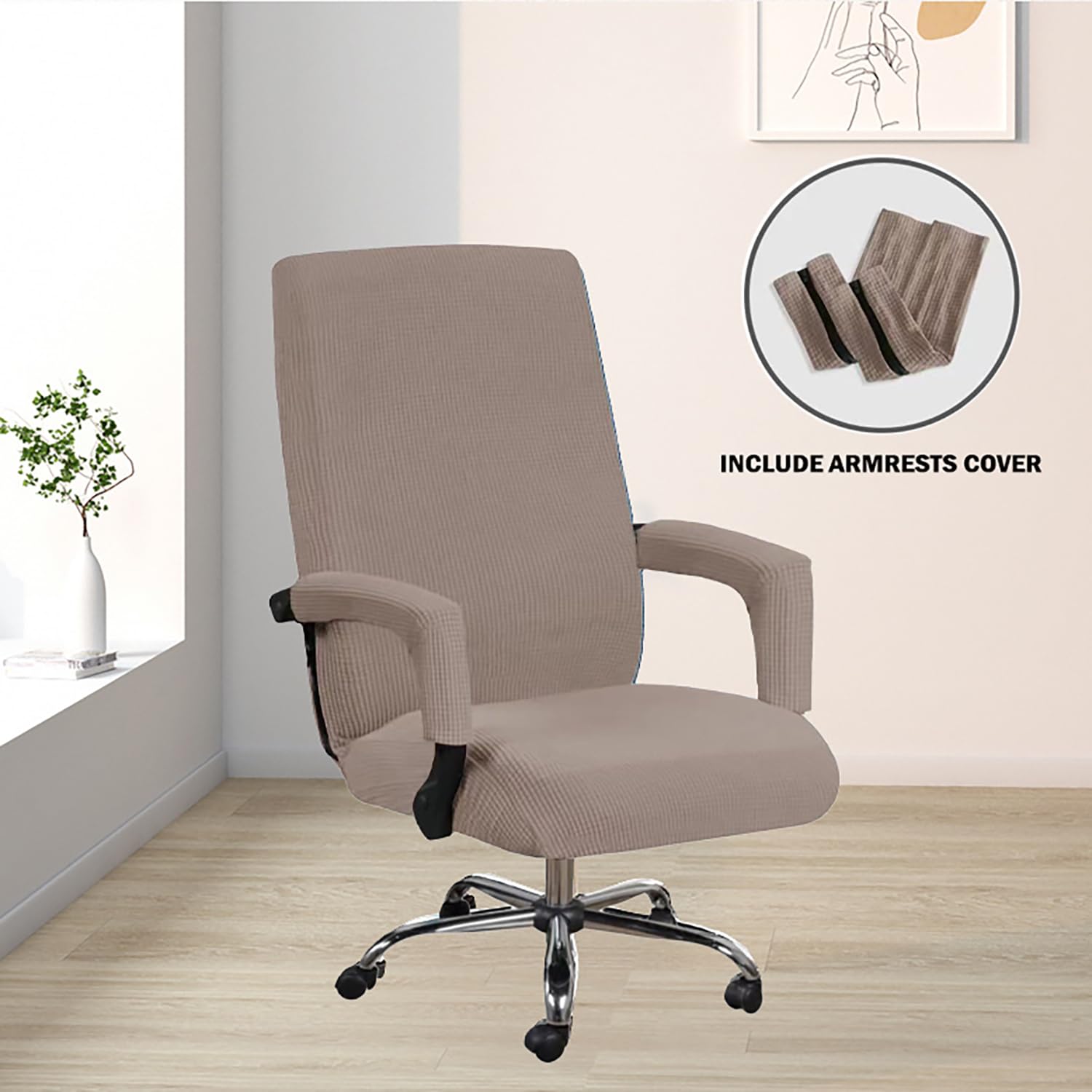 Coprisedia Elasticizzato Hugfads - 2 Pezzi, Lavabile, Universale Per Ufficio E Casa, Nero - Foto 3