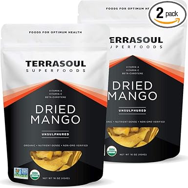 Terrasoul Superfoods Organic Dried Mango Slices, 2 Lbs (2 Pack) - Naturally Sweet & Tart | No-Added Sugar | Healthy Prebiotic