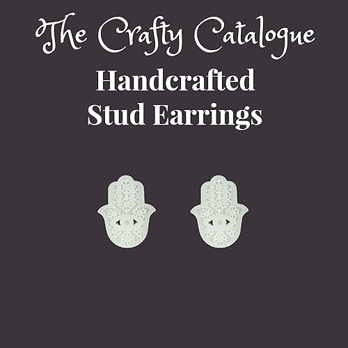 Miniatura 3 de Simple Hamsa Stud Earrings MenWomenChild Plant Based Polymer Resin Vegan Jewelry (Black, Black)