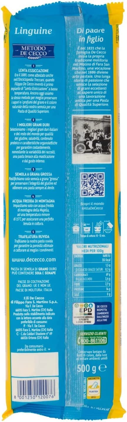 Italian Gourmet Linguine n.7 Pasta di Semola Hartweizen Nudeln 24 x 500g
