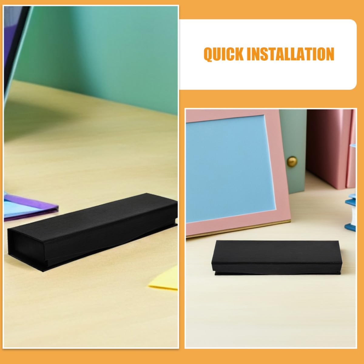 Caja para Bolígrafos Negra Tapa Abatible Estuche Pequeño para 10 Bolígrafos Resistente y Portátil para Oficina Obsequio Empresarial Almacenamiento Seguro y Elegante