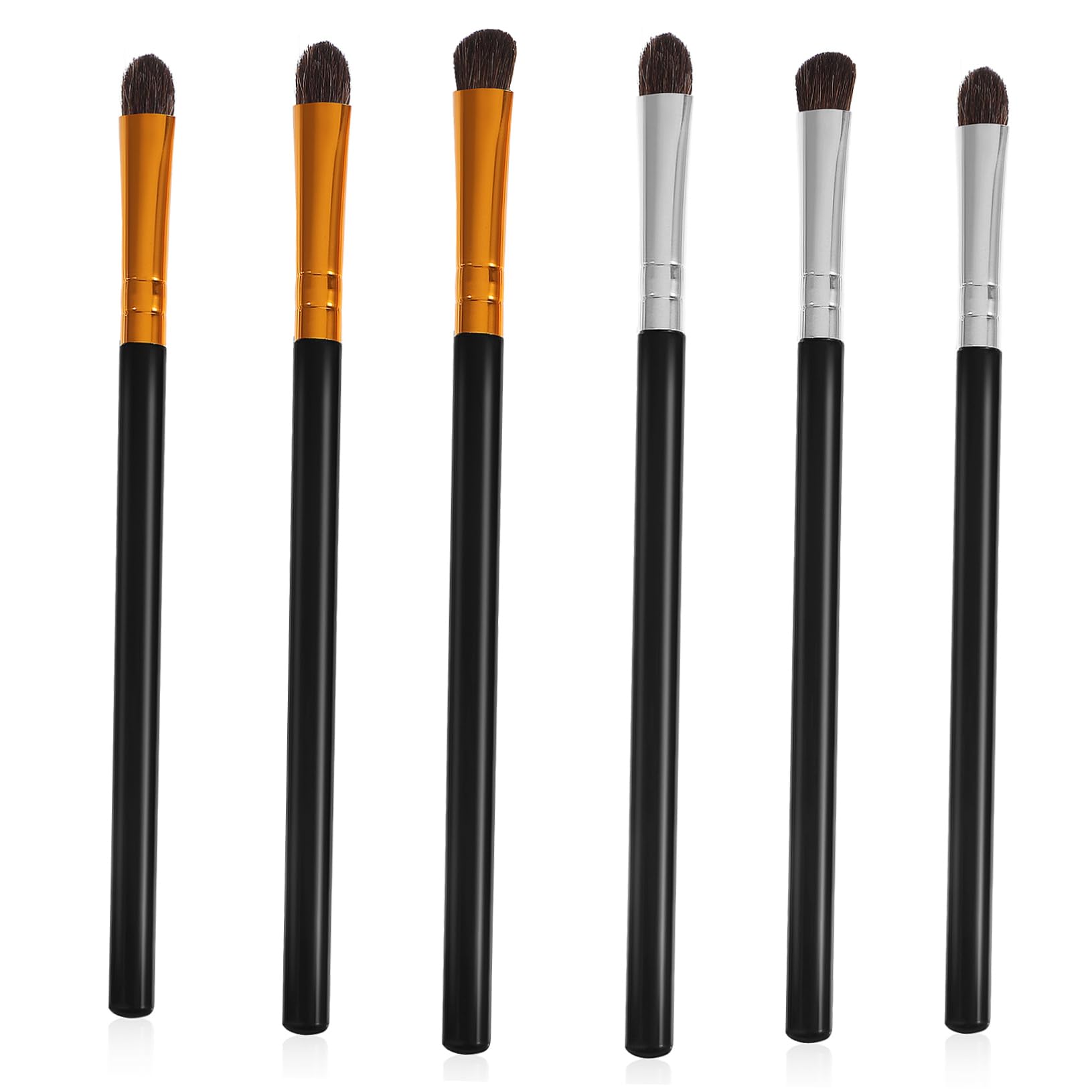 FRCOLOR 6Pcs Eye Makeup Brush Set for Women Soft Horse Hair Eyeshadow Brushes with Plastic Handles for Blending Curved Angled Application Birthdays Valentine Day Mother Day