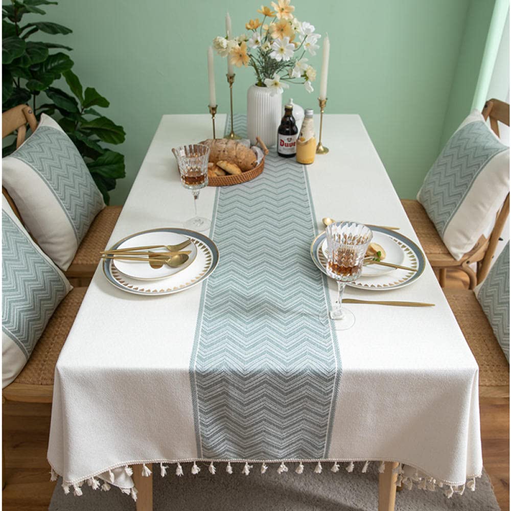 Nappe lavable lin brodé vert carrée 140x140 cm pour protéger et embellir votre table de repas