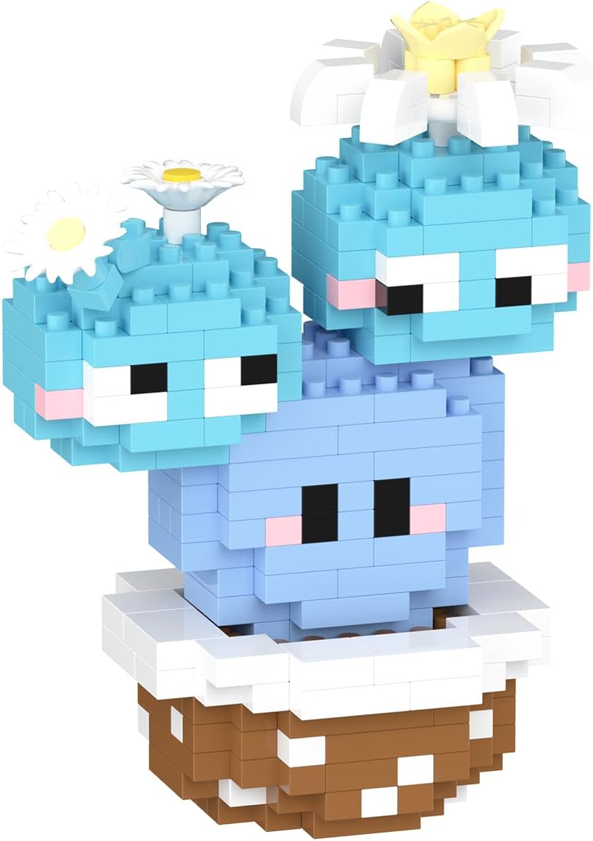 9 Set Mini Cute Cactus Succulent Plants Bonsai Building Toy Potted Plant Blocks Particle Flower Botanical