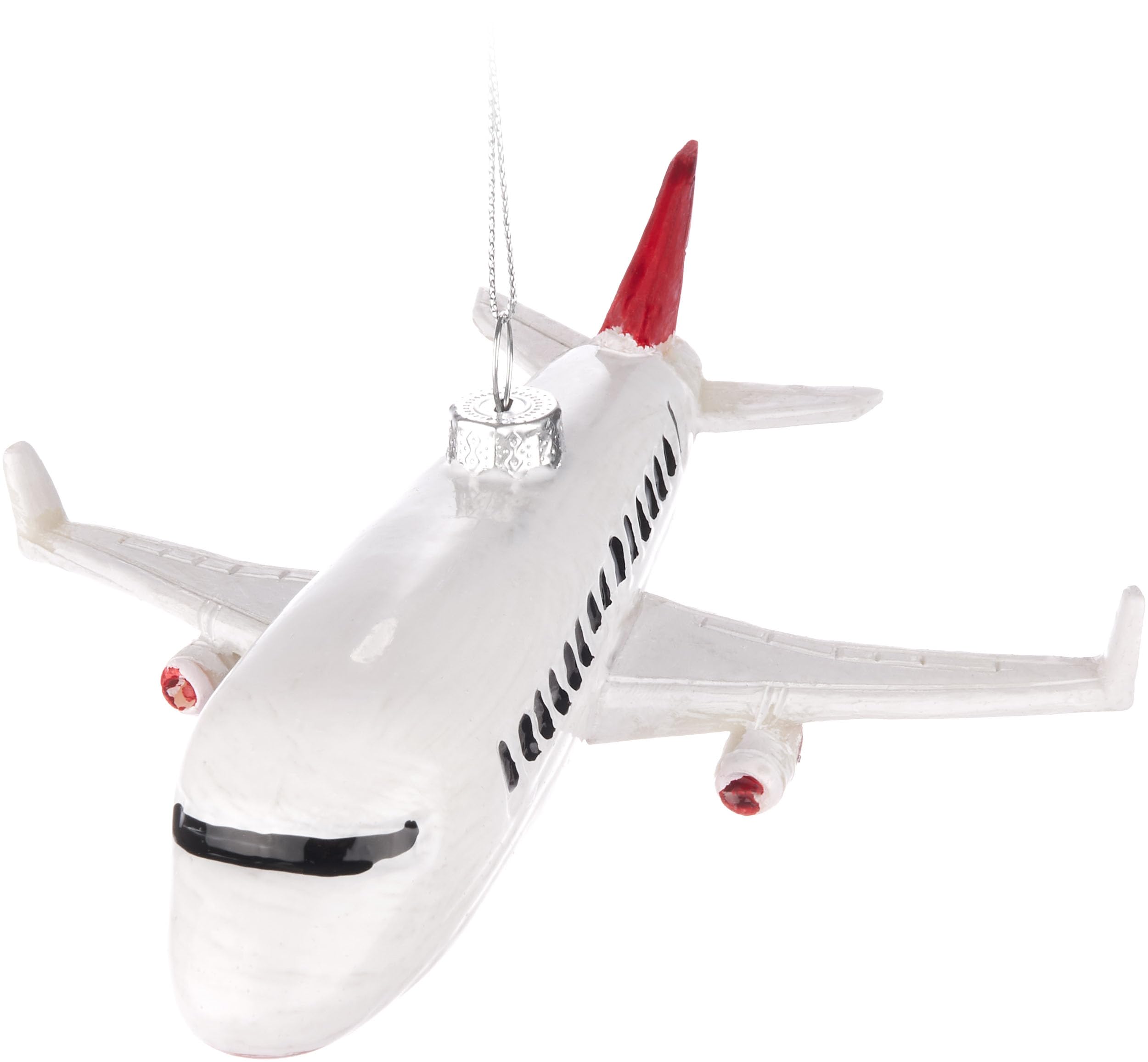 BRUBAKER Airplane - Glass Christmas Bauble - Hand-Painted and Mouth-Blown - Funny Christmas Tree Ornament - Christmas Tree Bauble Figures Decoration Pendant - Decoration Bauble
