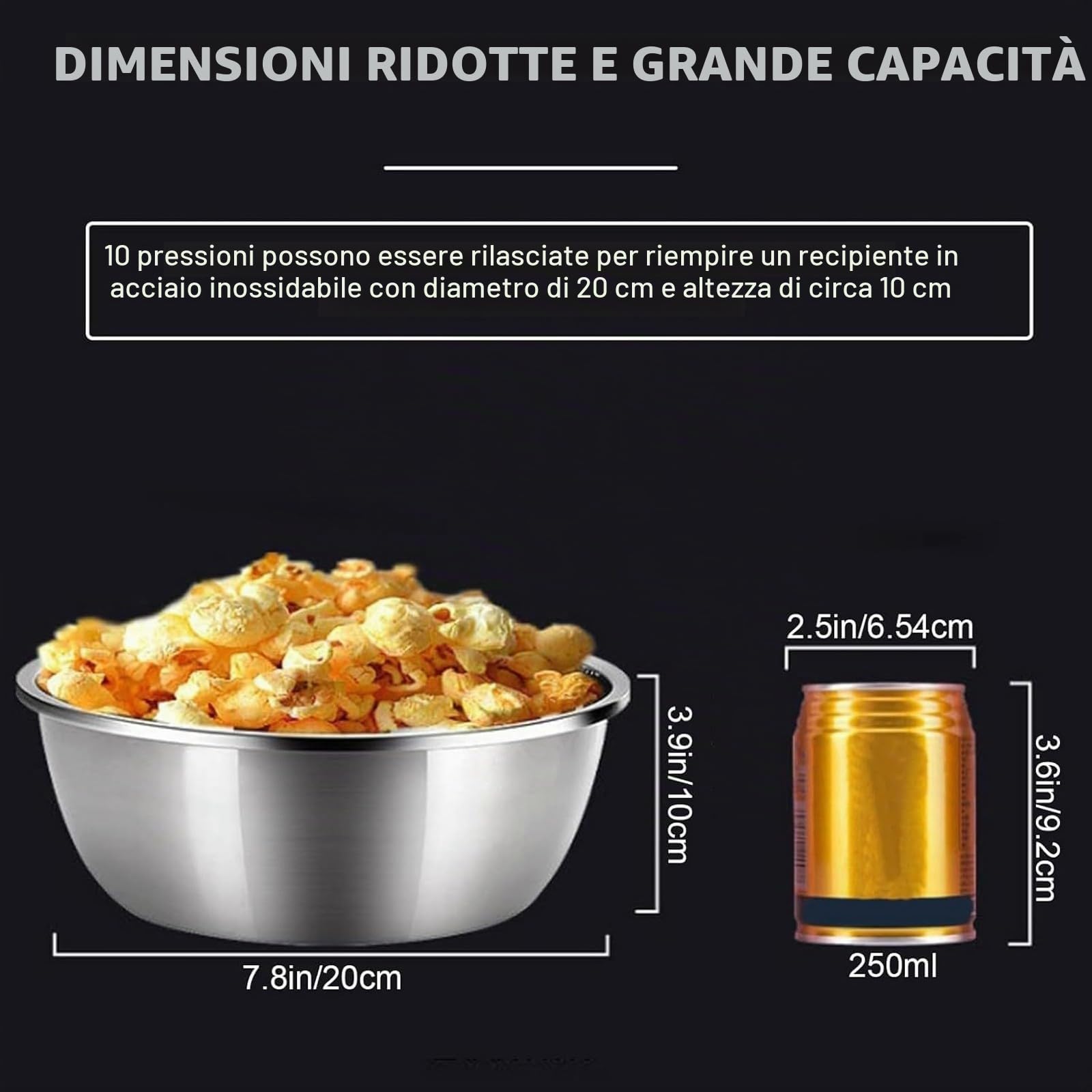 Macchina Riso Soffiato, Macchina Popcorn A Mano, Cannone Popcorn Cinese, Piccolo Popcorn da Fornello, Macchina per Popcorn A Pressione retrò per La Casa(268ML)