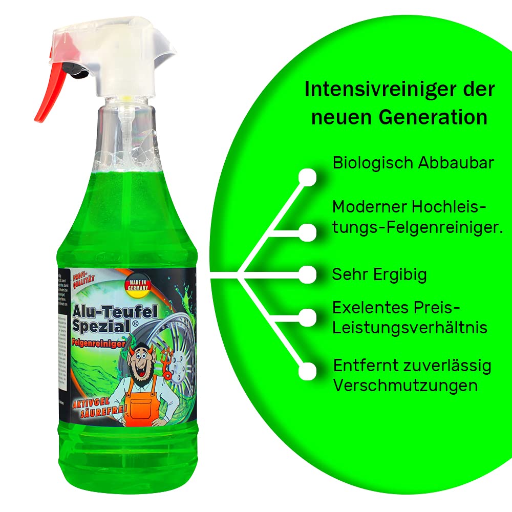 TUGA Alu-Teufel Spezial Felgenreiniger Aktivgel säurefrei GRÜN 1x 1L + 1x 5L