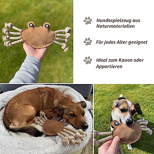 Schnüffelfreunde Hundespielzeug - Zerrspielzeug Curtis - Krabbe mit Zerrseilen - Spielzeug für Hunde aus Leder