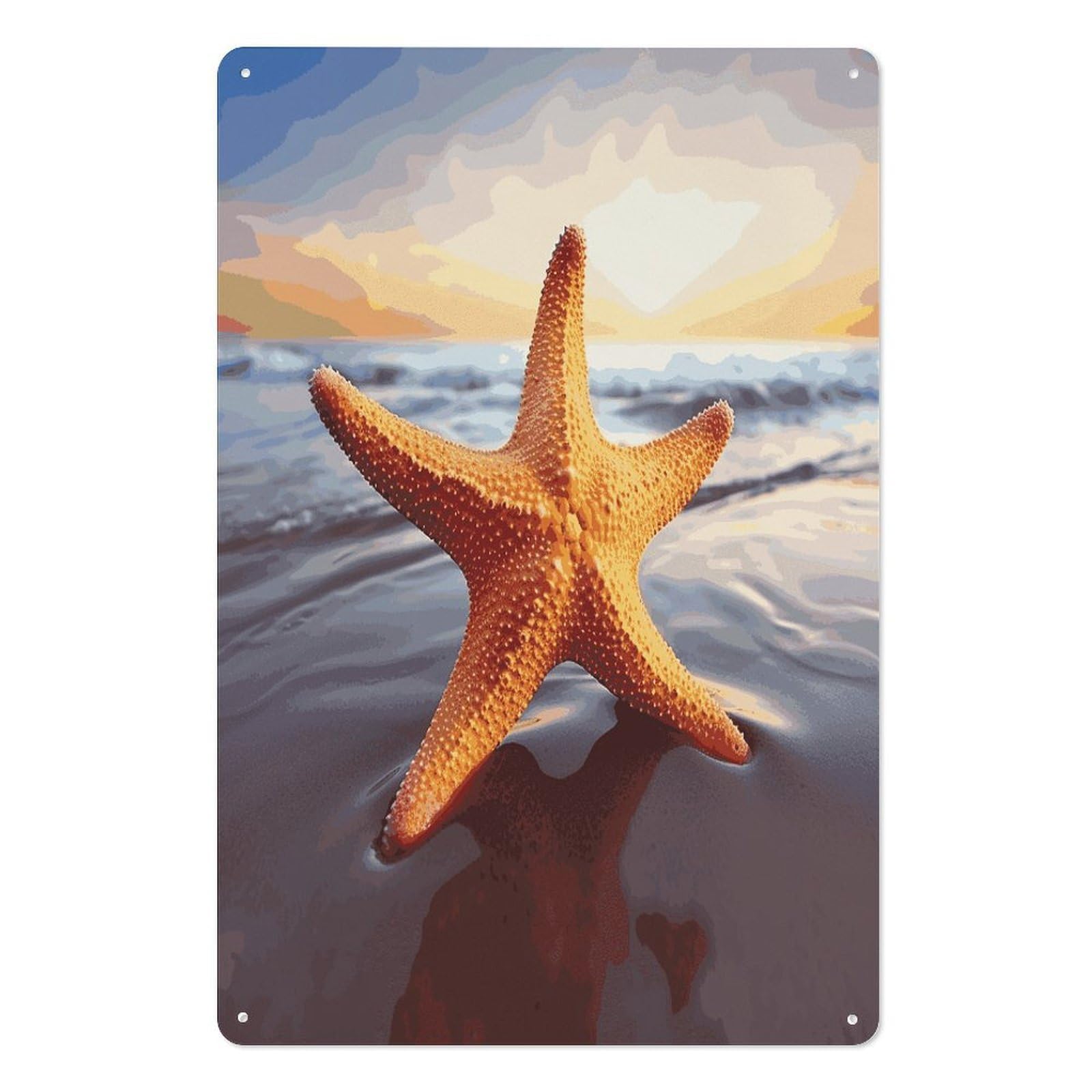 Adfgyerh Style Starfish Tin Sign Hanging Art Prints,Wall Decor For Gifting And Party Decoration 7.9X11.8 Inch,Wall Art For Home Garden Greenhouse Living Room Bedroom Yard