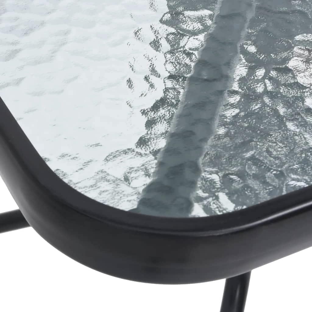 Tavolo Quadrato 60x60 cm Giardino Balcone Vetro Temperato 4 mm Acciaio Nero Interno Esterno