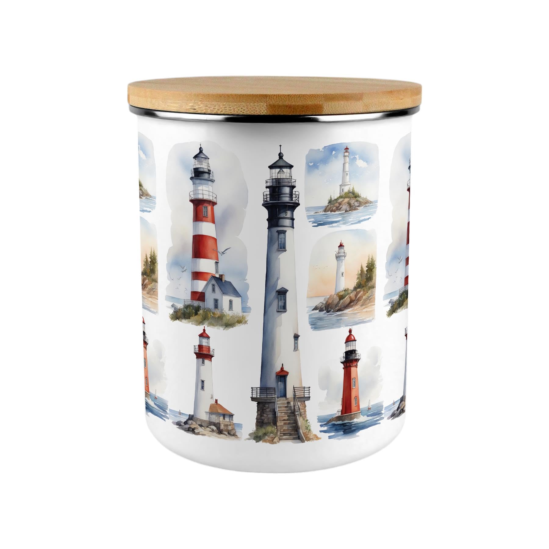 Lighthouses Storage Tin - 2.7L Extra-Large Home & Kitchen Canister