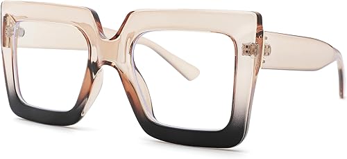 DeBuff Lentes de bloqueo de luz azul para mujeres y hombres, diseño cuadrado de gran tamaño, lente transparente, anti rayos azules, gafas de juego