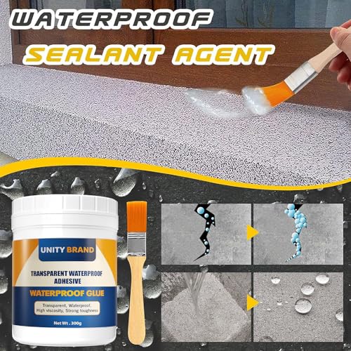 Image of UB Unity Brand Transparent Waterproof Glue for Leakage, Epoxy Resin for Flooring, Crack Seal Agent Waterproofing for Roof Leakage Solution Indoor Outdoor Waterproof Adhesive Sealan (300 GM Glue.)