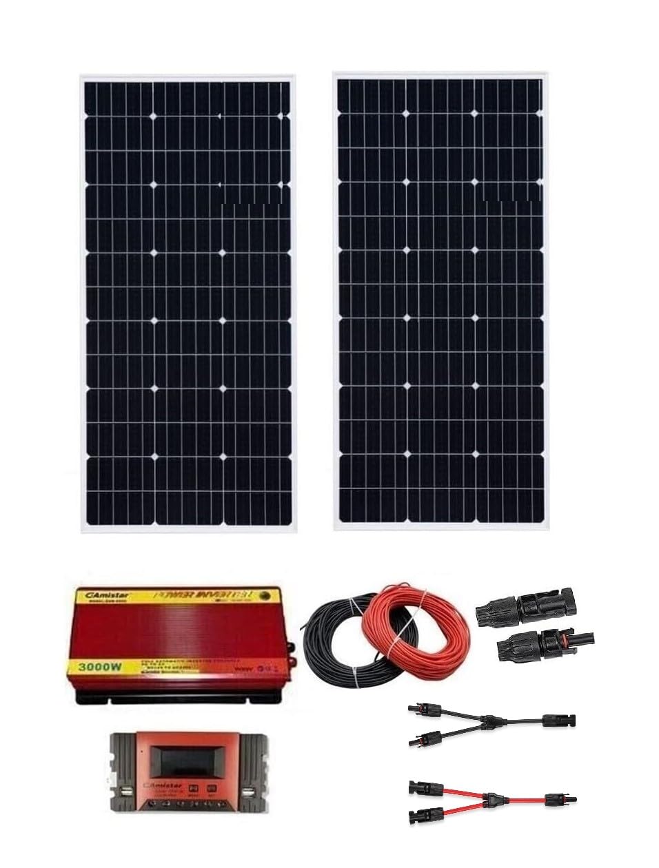 KIT Fotovoltaico kw 2x pannello 320w Inverter 3000W Regolatore 60A casa baita barca ALESHOP82