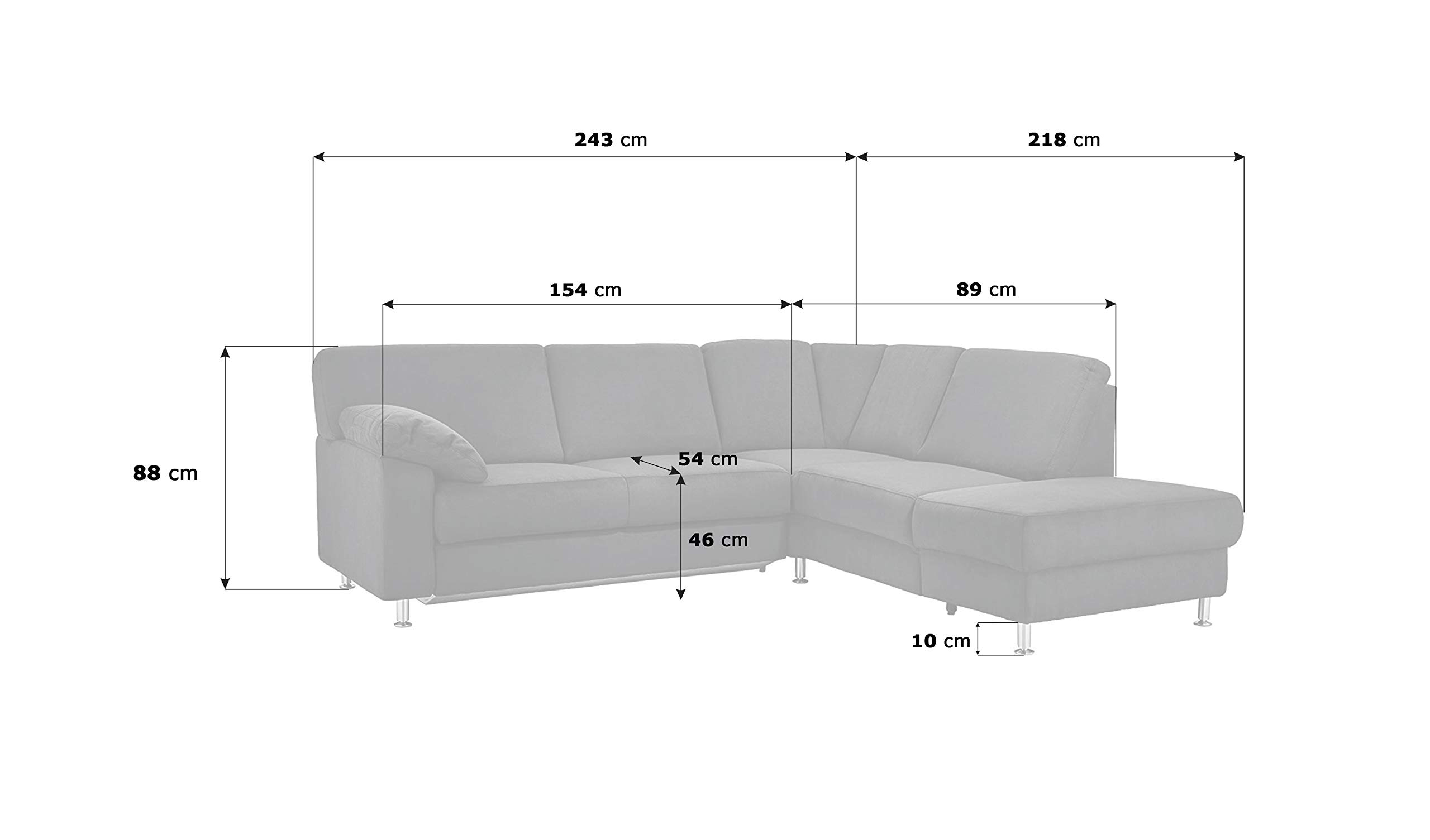 Cavadore Ecksofa Belfast mit Ottomane rechts / Polsterecke mit Federkern / inkl. Vorziehsitz und Bettkasten / 243 x 88 x 218 / Mikrofaser Dunkelrot