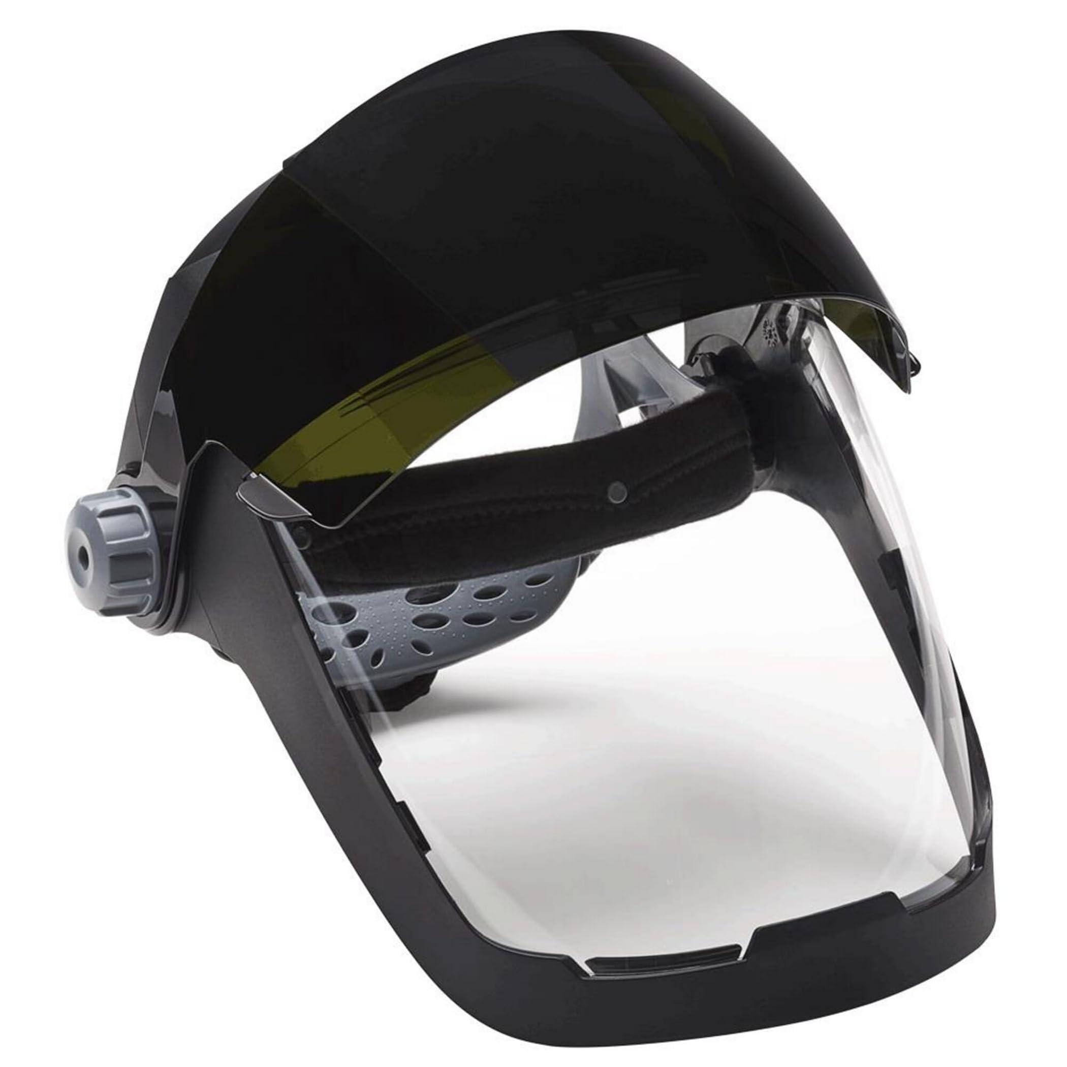 Jackson Safety 14230 Quad 500 Premium Multi-Purpose Face Shield/Face Guard; Ratcheting Headgear, Clear Tint, Anti-Fog Coating, Visor Face Protection with 5 IR Rated Flipshade