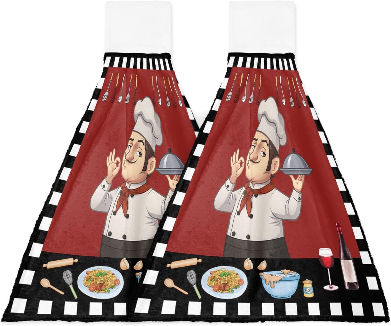 Amazon.com: Kitchen Pizza Pasta Chefs Kitchen Hand Towels with Hanging ...