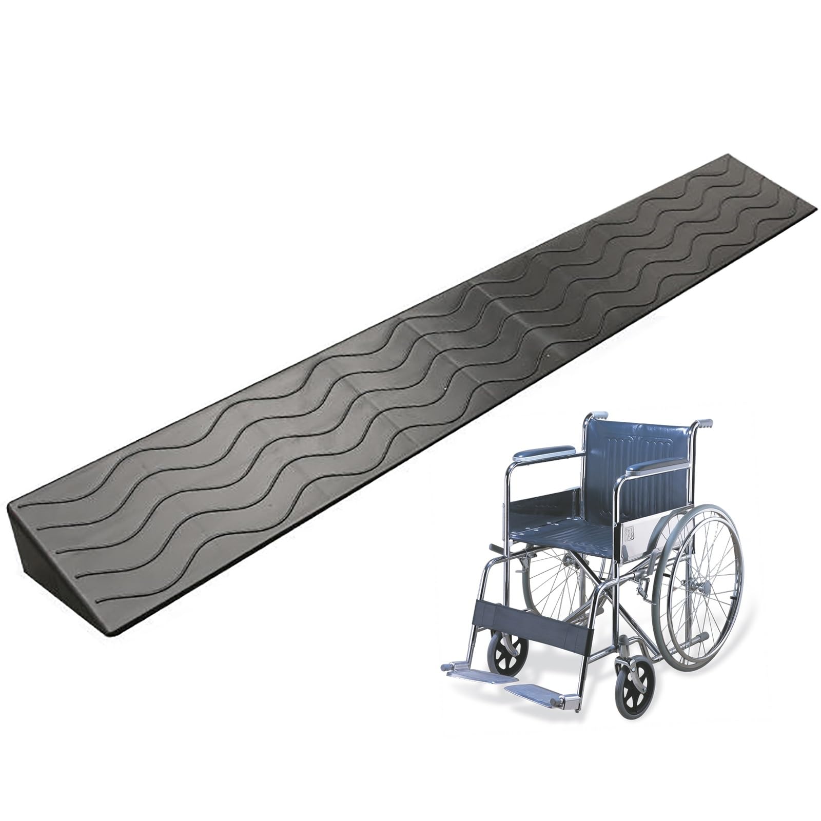 Rampe for fauteuil roulant portable noire en taille 100x16x7cm