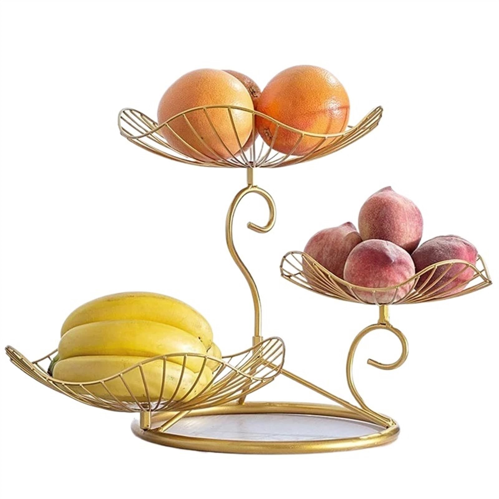Estantes de frutas Arte del hierro dorado de lujo creativo, tres niveles, frutero 3 , decoración hogar, mesa centro, drenaje agua, cesta frutas metal, la sala estar