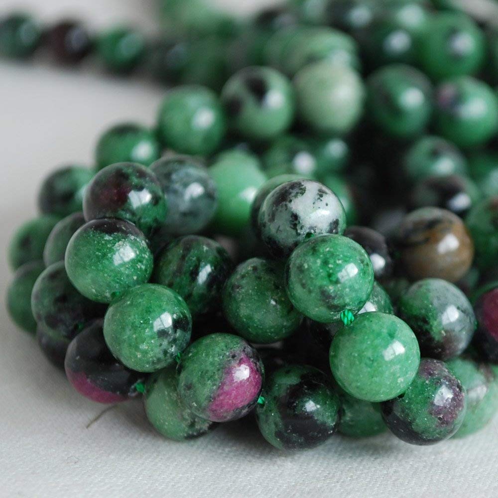 Grade A Natural Ruby Zoisite (Green) Semi-Precious Gemstone Round Beads - 6mm - 15.5" Strand