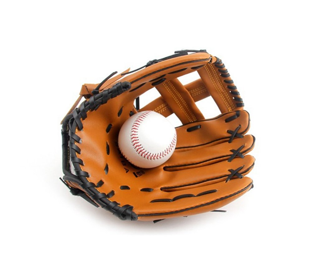 Unisex Guanti da Baseball, Softball, Pelle Outfield Guanto Addensare per Bambini Adulto (Marrone, Asia M)
