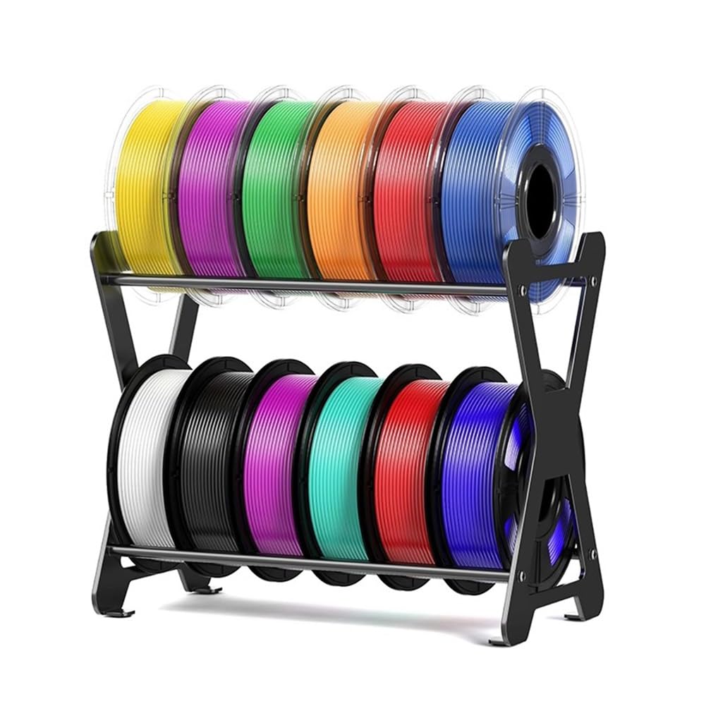 Estante de filamentos de metal, organizador de escritorio de doble capa para suministros de impresión 3D, ideal para estaciones de trabajo y oficinas