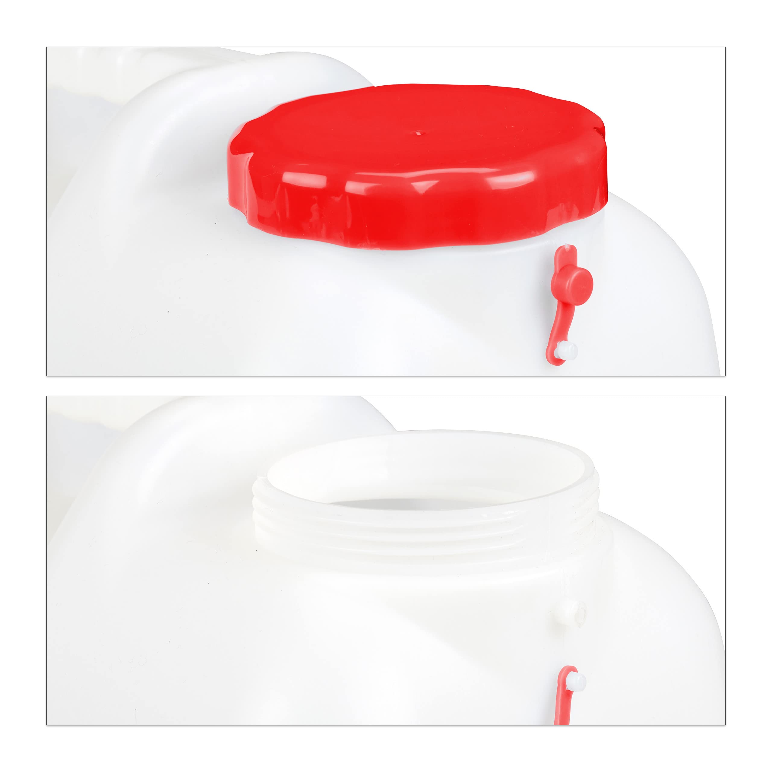 Relaxdays Tanica con Rubinetto, Coperchio a Vite del Contenitore, per Acqua Potabile, 20 L, Senza BPA, Rosso/Bianco