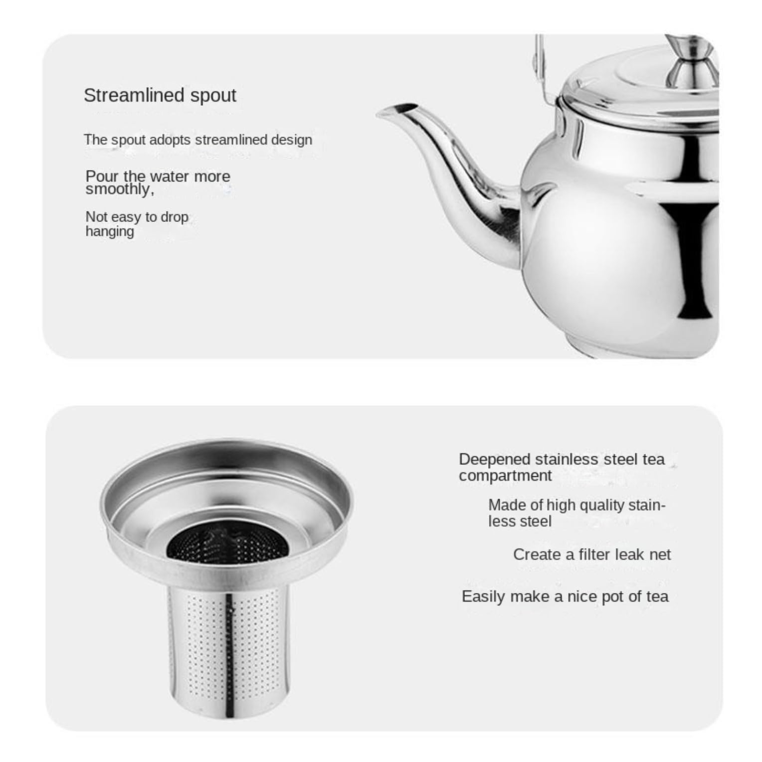 Tetera Tipo Cocinas Tetera De Acero Inoxidable Con Infusor For Inducción, Gas Y Restaurante Calentar Agua Té(Gold,1.5L)