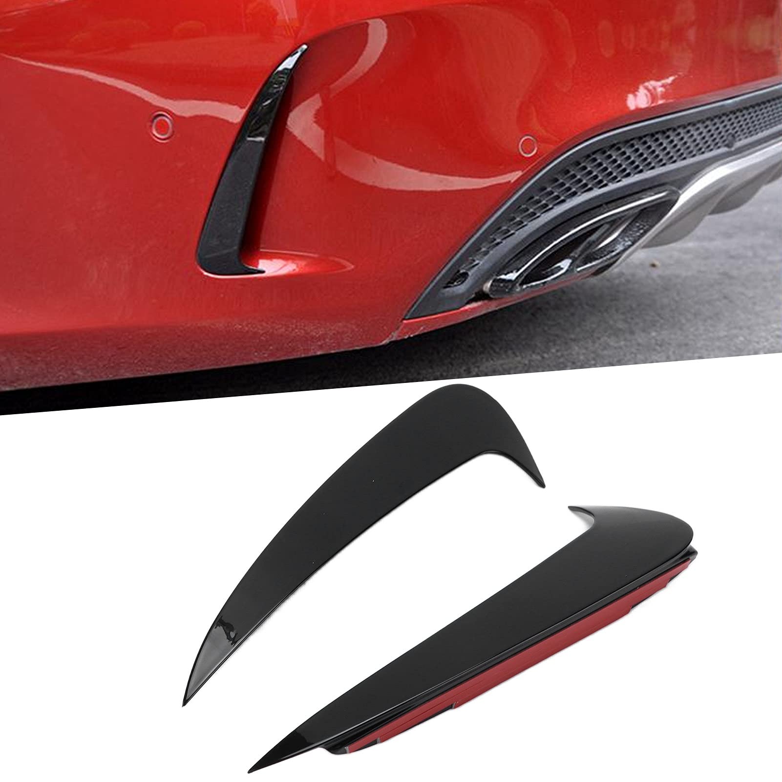 Auto Heckstoßstange Seitenflossen, ABS Heckstoßstange Spoiler Lip Splitter Schwarzer Ersatz für C Coupe C205 2015+, 2 Stück