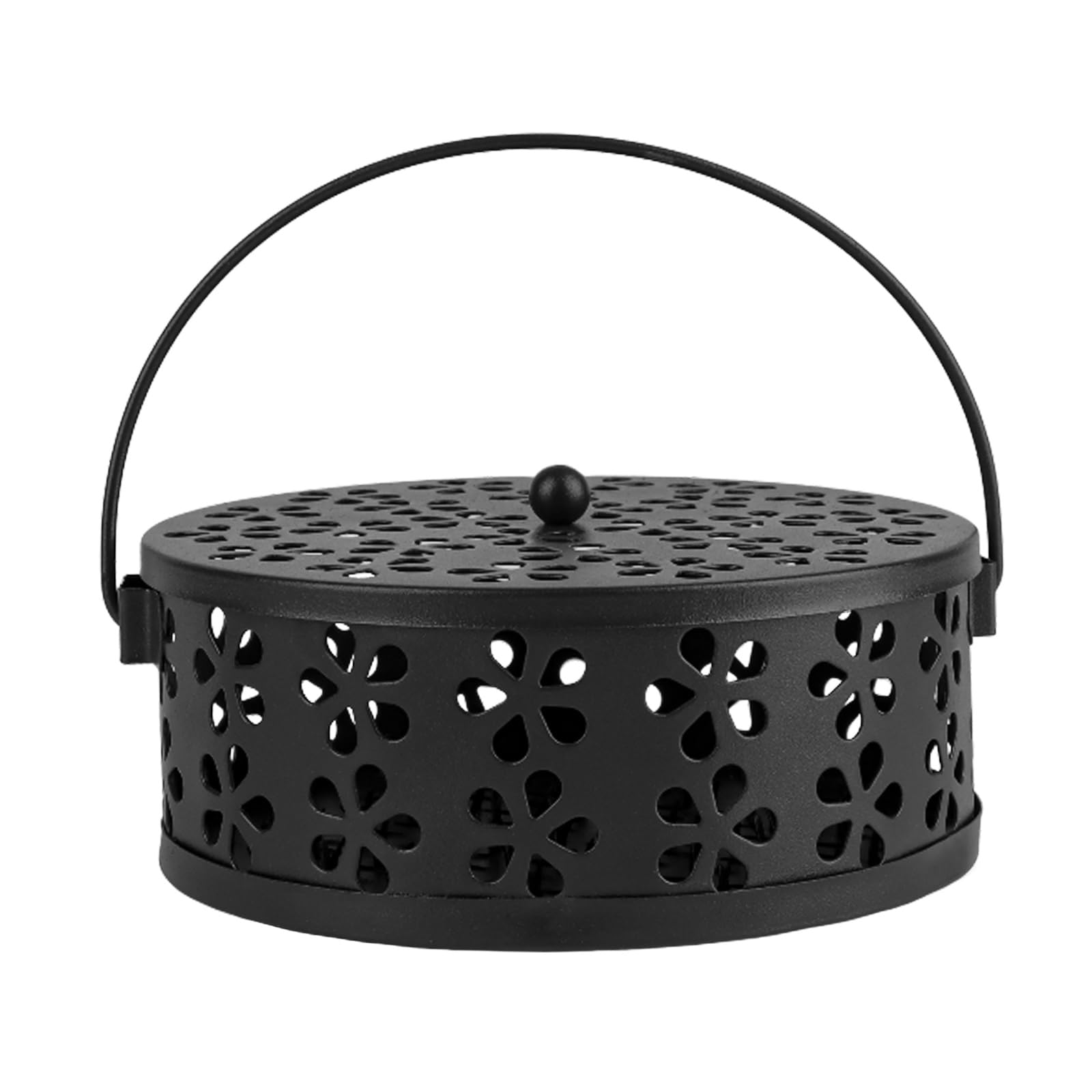Porta Zanzare A Spirale In Metallo Vintage Con Coperchio E Spazzola - Supporto Per Incenso Antizanzare Da Campeggio (Nero/Rame)