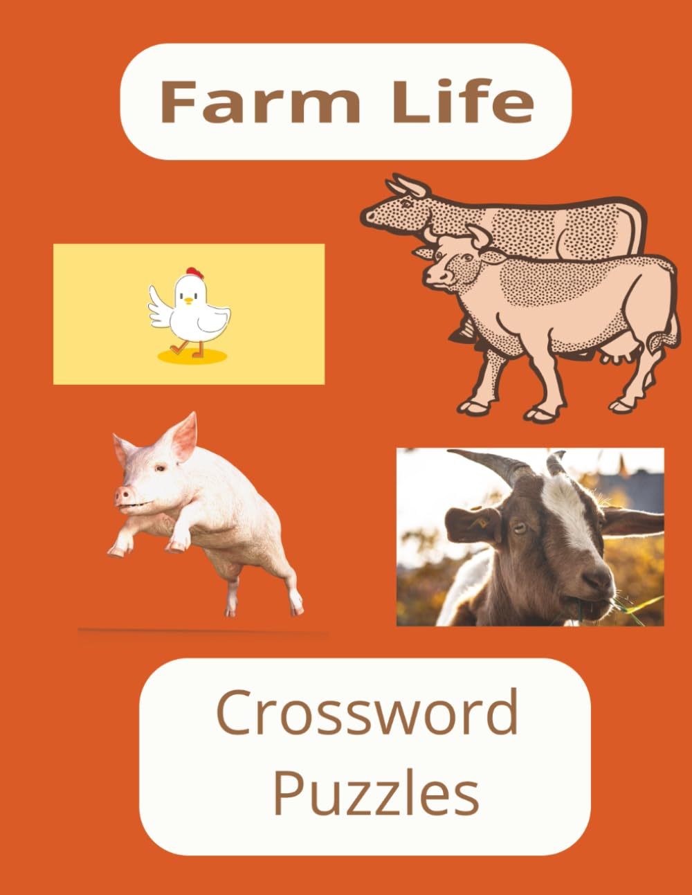 Farm Life Crossword Puzzle Book with Solutions, 8.5"x11", 100 pages, 50 puzzles with solutions: Fun Farm Life Crossword Puzzle Book with Solutions