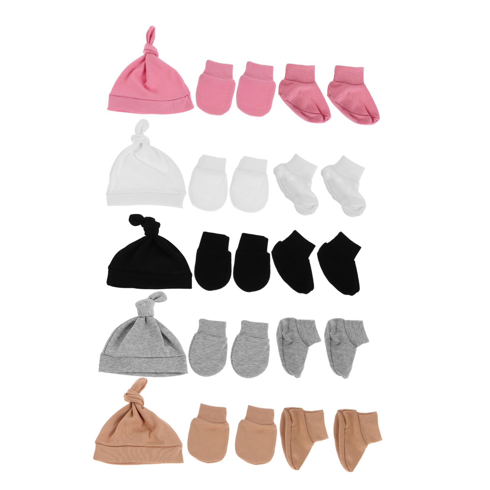 5juegos Kit para Recién Nacidos de Gorro y Mitones para Recién Nacido Guantes y Calcetines para Bebés de Meses Conjunto de Artículos Esenciales para Niña