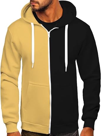 Oversized Sweatshirts for Men Loose Fit Long Sleeve Color Block Drawstring Pullover Hoodies Crewneck Causal Shirt