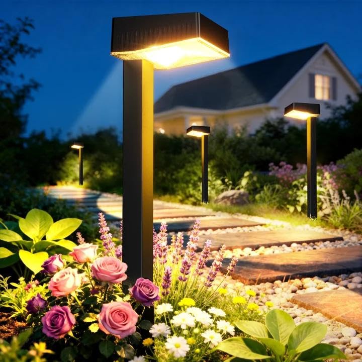 ELECLINK Solar Pathway Lights Outdoor, 8 Pack Garden Lights Solar Powered Path Lights with Larger...