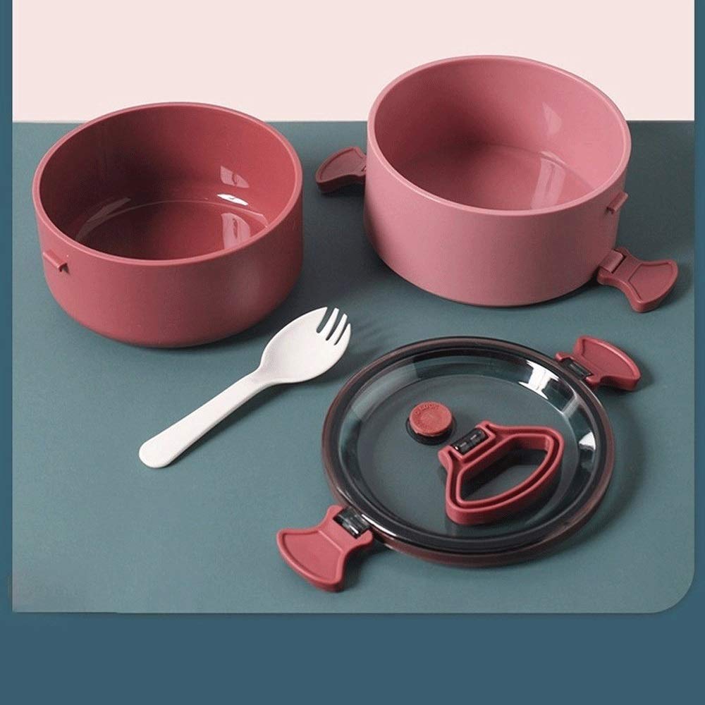 Brotdose, Bento-Boxen, große runde Lunchbox mit auslaufsicherem Deckel, tragbare, beheizbare fürs Büro(Red(single))