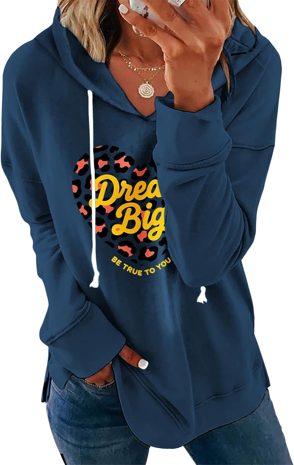 Women's Brown Mandala Print Hoodie Long Sleeve Loose Fit Tunic Top with Drawstring Side Split for Fall Winter