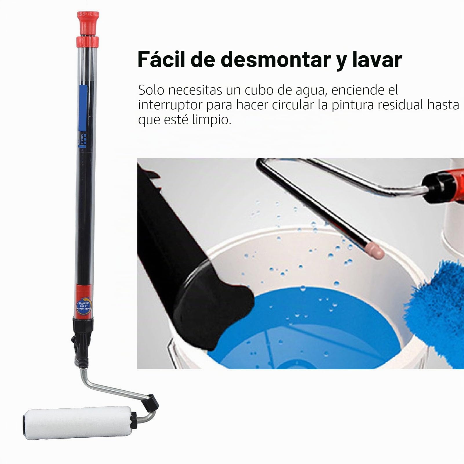 Cepillo de Rodillo de Pintura de Succión Automática con Pintura Uniforme, Fácil de Limpiar para Paredes Lisas y Semi ásperas