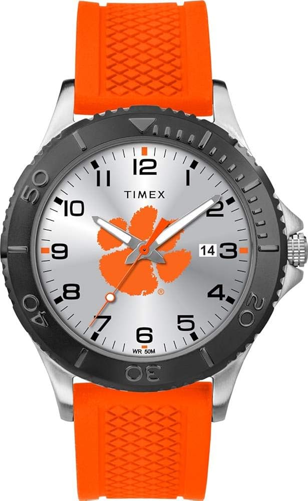 Timex Men's Collegiate Gamer 42mm Watch – Clemson Tigers with Orange Silicone Strap
