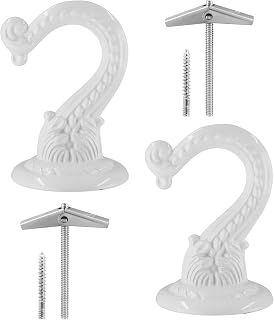 2 Sets White Ceiling Hooks Heavy Duty, Swag Metal Hooks for Ceiling Hanging Plants, Suspended Wall Mount Ceiling Hooks for Indoor Outdoor Use