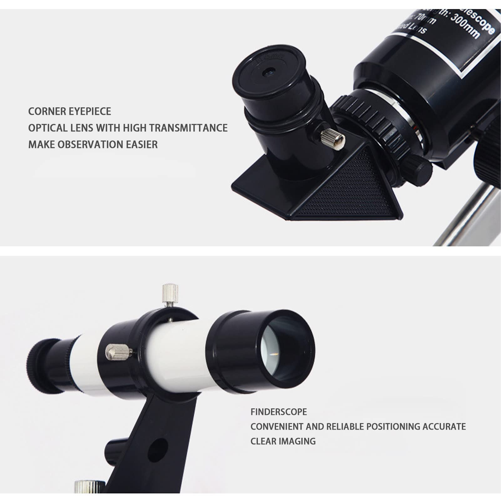SDFK Telescopios para Adultos De Astronomía, Telescopio Refractor De Longitud Focal De 300 Mm De Apertura De 70 Mm para Niños Principiantes, Telescopio Portátil con Trípode