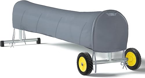 16FT Pool Solar Reel Cover, 600D Oxford, 9-Strap Windproof UV Storage Cover