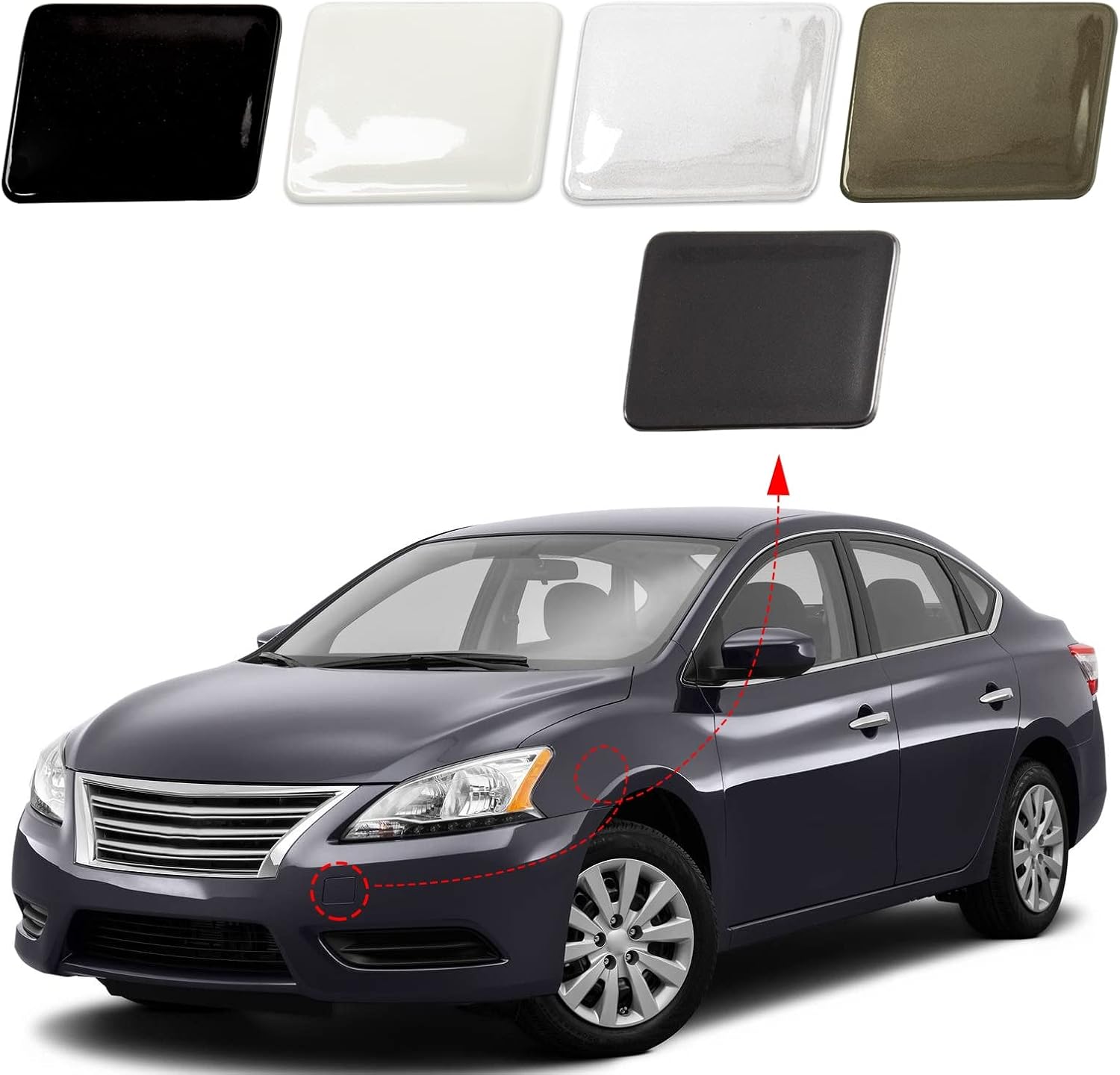 Front Bumper Tow Hook Cover Towing Eye Cap Fit for Nissan Sentra 2013 2014 2015 622A03SH0A 622A0-3SH0A (Gray, Left Driver Side) CZShiYue