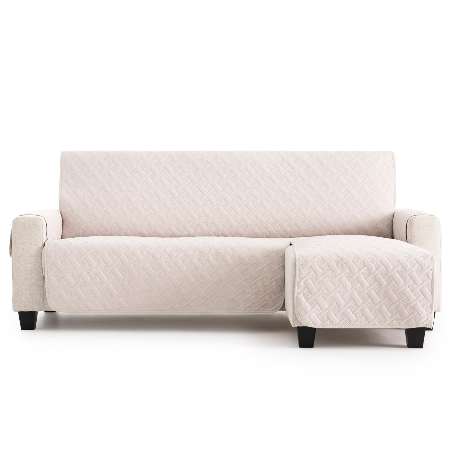 MaxiFUNDAS | Dry Protect Sofa Cover | Ivory | Right Chaise Longue 280 cm | Liquid Repellent | Quilted | Stain Resistant Protective Cover | Suitable for Pets OEKO-TEX STANDARD 100