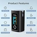 Wellue Fingertip Pulse Oximeter 60F, Blood Oxygen Saturation Monitor with Alarm, Batteries, Carry Bag & Lanyard for Wellness Use gallery image