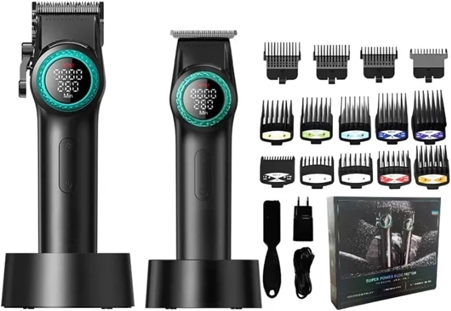 Compatible With VGR 001 977 High-End Men's Hair Trimming Set Intelligent Digital Display Hair Clipper with Carving Function, Electric Grooming Pusher(V-001 977red.)