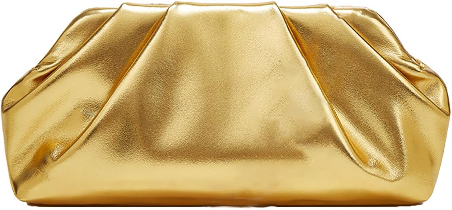 Clutch Purse for Women, Vegan Leather Evening Bag, Soft Pleated PU Small Purses for Formal Wedding, Dressy Party