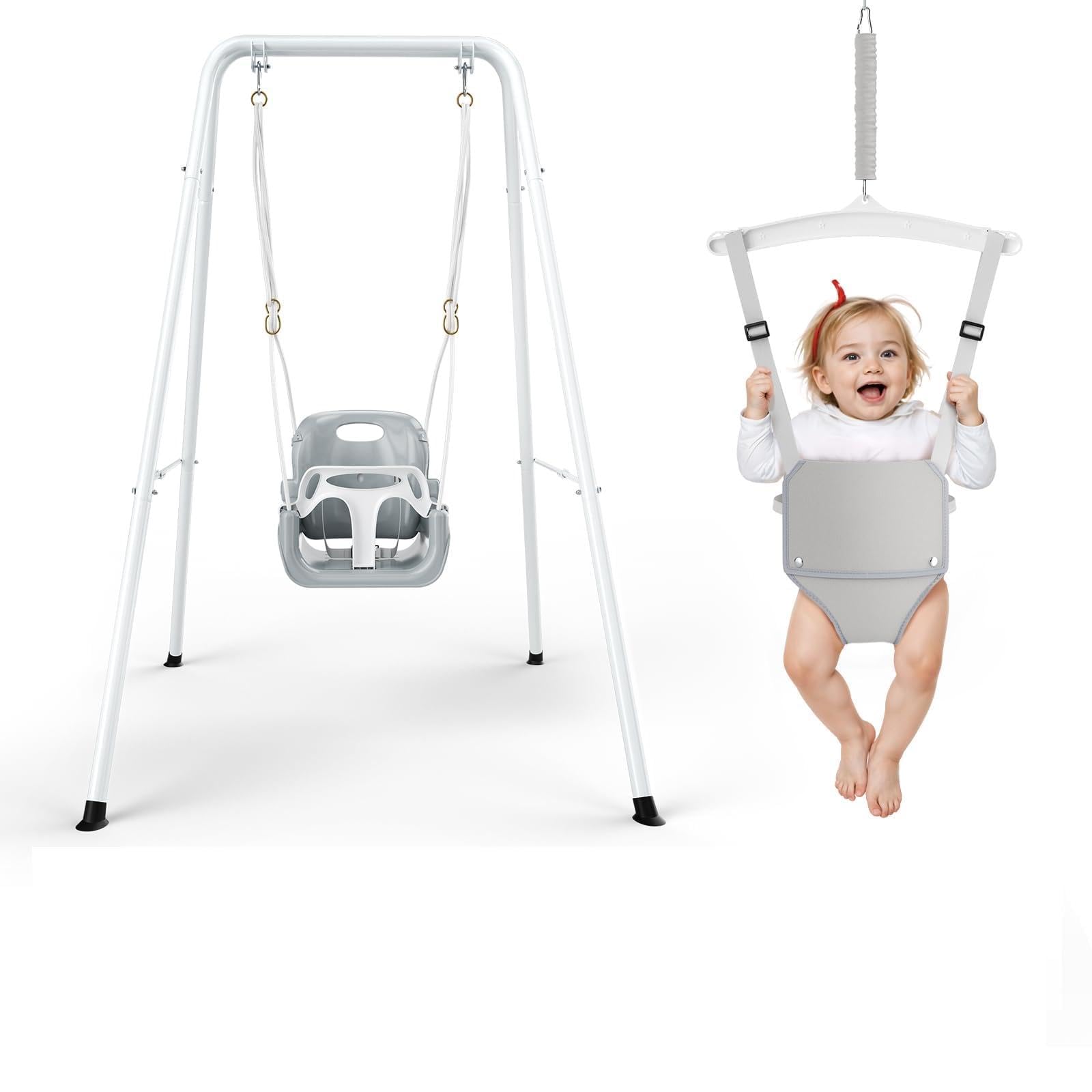 4-in-1Toddler Swing,Swing Sets for Backyard,Baby Swing Outdoor/Indoor,Toddler Swing Set Suitable for Children Age 6-36 Months (White)
