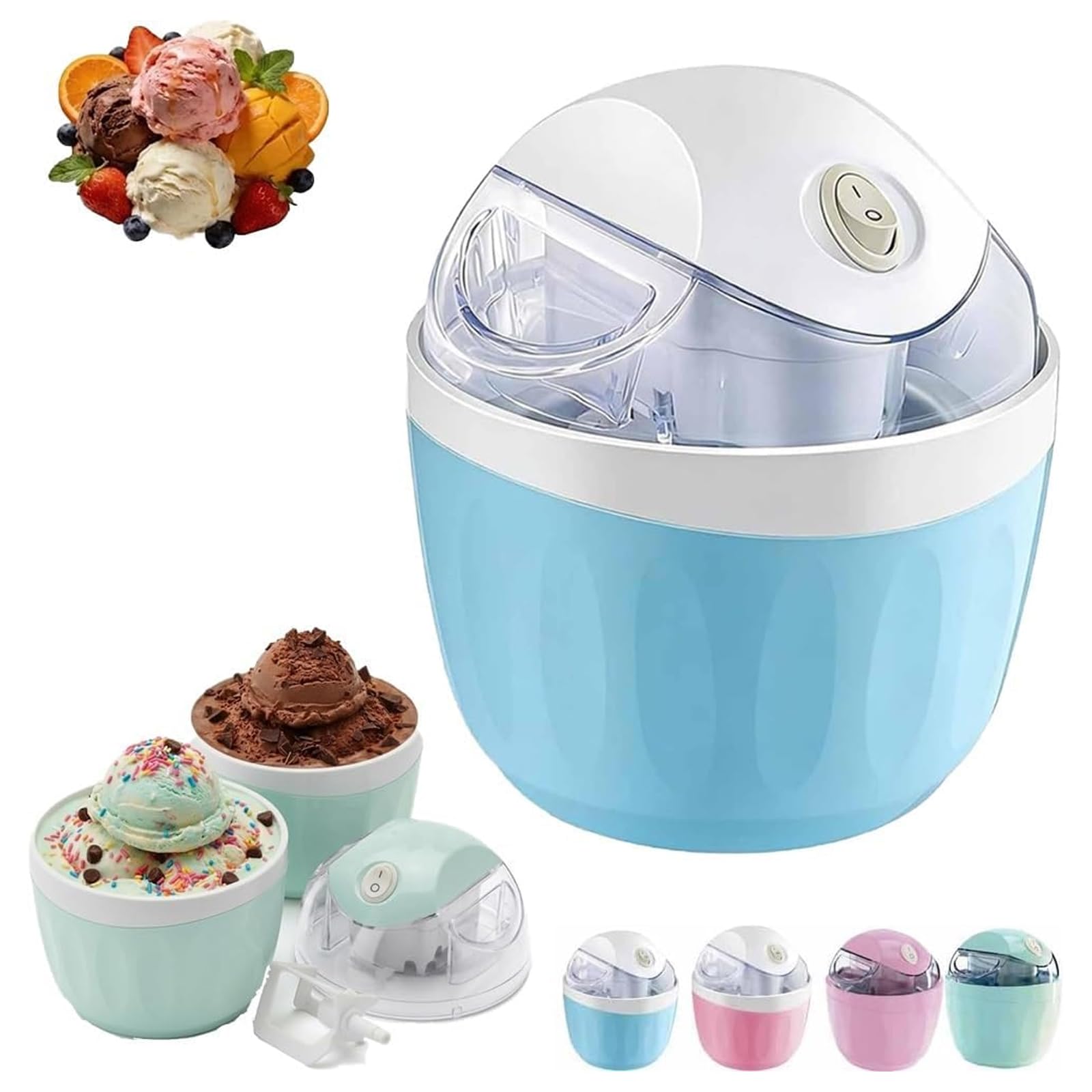 Mini Heladera Doméstica, Máquina Personal Para Hacer Yogur Helado Casero, Gelato Y Sorbete, Mini Heladeras Personales Diy Con Control De Un Solo Toque Para Postres Helados Y Sorbetes. Blue1